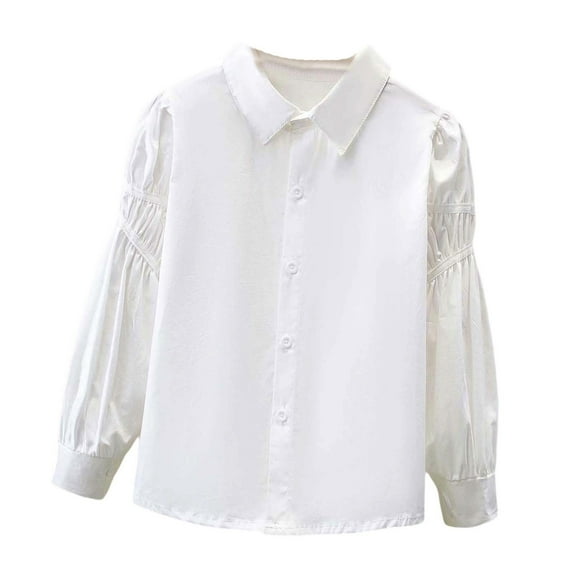 REDARER Kids Girls Long Sleeve Party Blouses Kids Elegant Ruffled Button Down Shirts School Tops,Size:7-8 Years