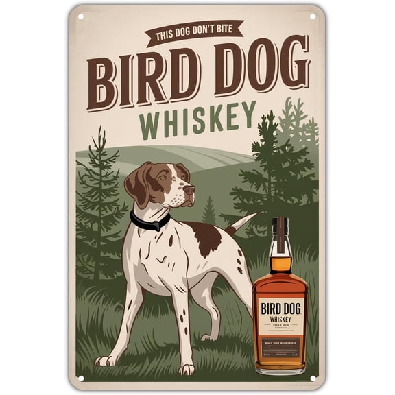 Vintage Pointer Dog Whiskey Metal Tin Sign, Garden Yard Bar Porch Garage Home Kitchen Wall Decor, 8 x 12 Inch