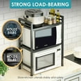thumbnail image 4 of Microwave Oven Rack, Expandable Microwave Stand Countertop Kitchen Utensils Tableware Storage, Carbon Steel Over Microwave Shelf Countertop 3 Tier with 3 Hooks, 4 of 7