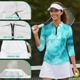 thumbnail image 6 of Uorisanigo Blue Marble Women's Golf Shirt Size S Fashionable Women's 3/4 Sleeve Athletic Golf Shirts Versatile Workout Tops Zip Up Collar Quick Dry Outing Wear Workout Sports, 6 of 7