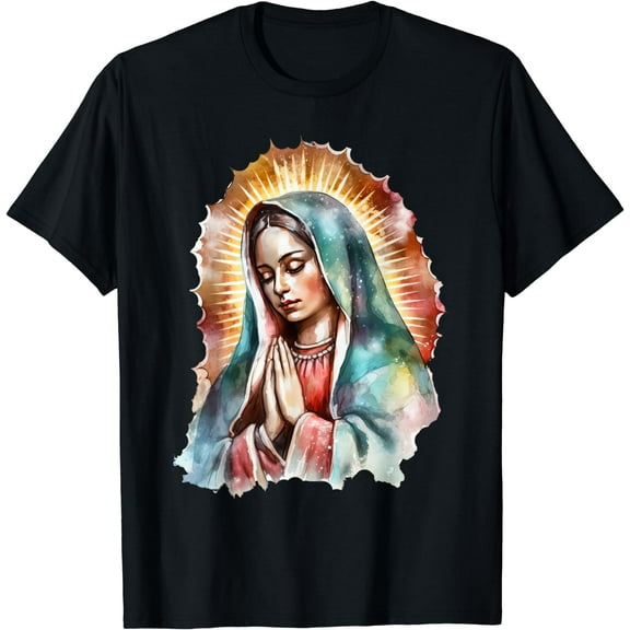 Virgen de Guadalupe Our Lady of Guadalupe Catholic Mary T-Shirt Black Small