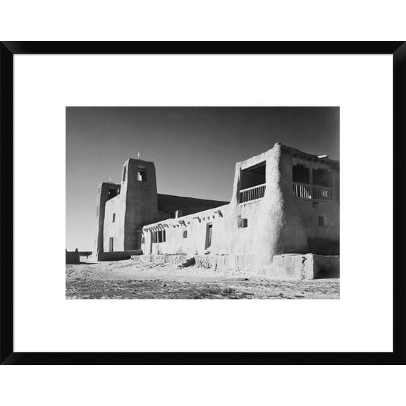 Global Gallery Ansel Adams 'Church, Acoma Pueblo, New Mexico - National Parks and Monuments, ca. 1933-1942' Framed Wall Art