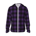 thumbnail image 1 of Fotbe Purple Black Plaid Chaqueta con Protección Solar UPF 50+ para Hombre y Mujer, Camisa con Capucha y Bolsillos-Small, 1 of 7