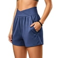 thumbnail image 5 of CFLVAEK Cross Waist Shorts for Women Plus Size Athletic Workout Running Shorts with Pockets Navy XL, 5 of 7