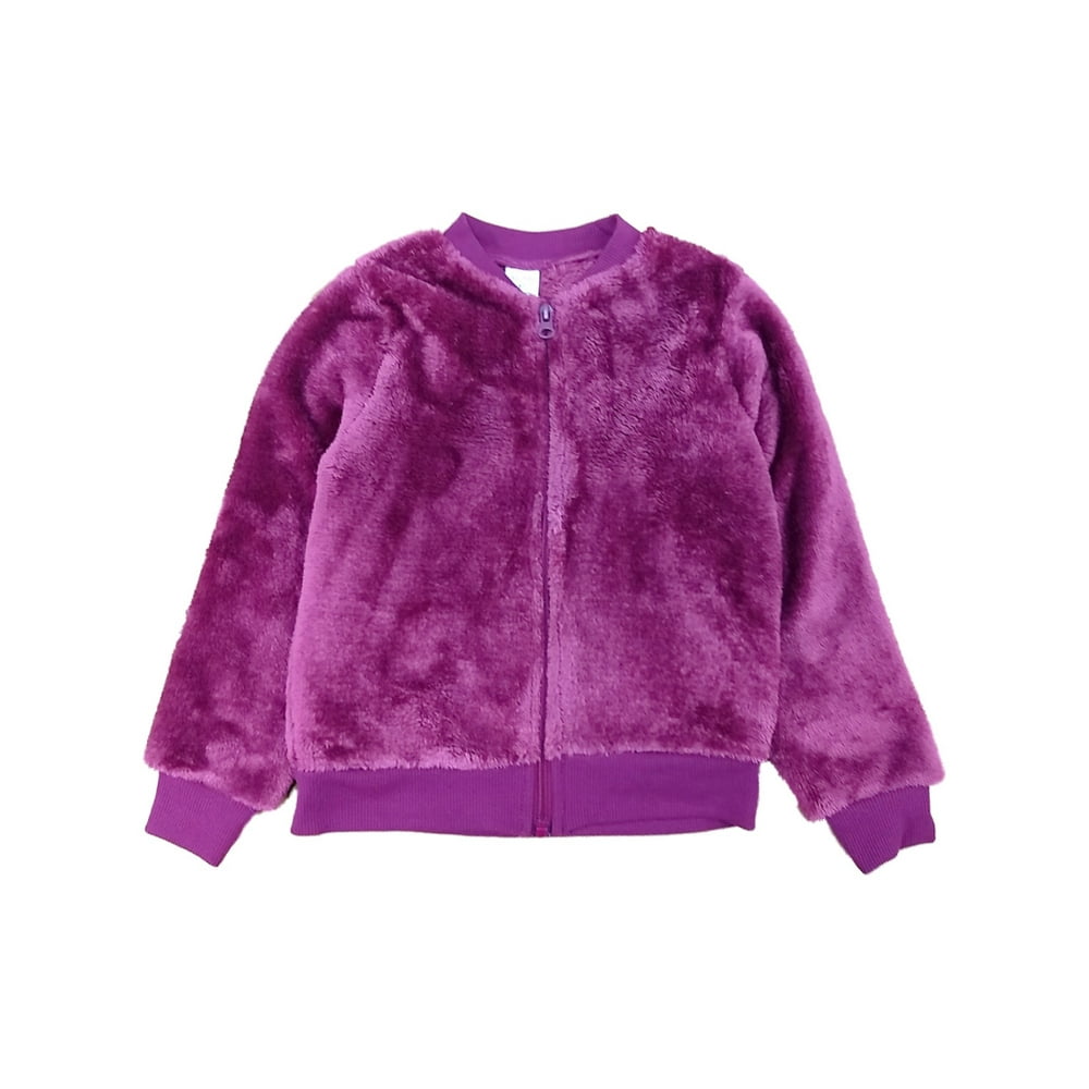 Okie Dokie - Toddler Girls Plush Fuzzy Purple Zip Front Sweatshirt ...