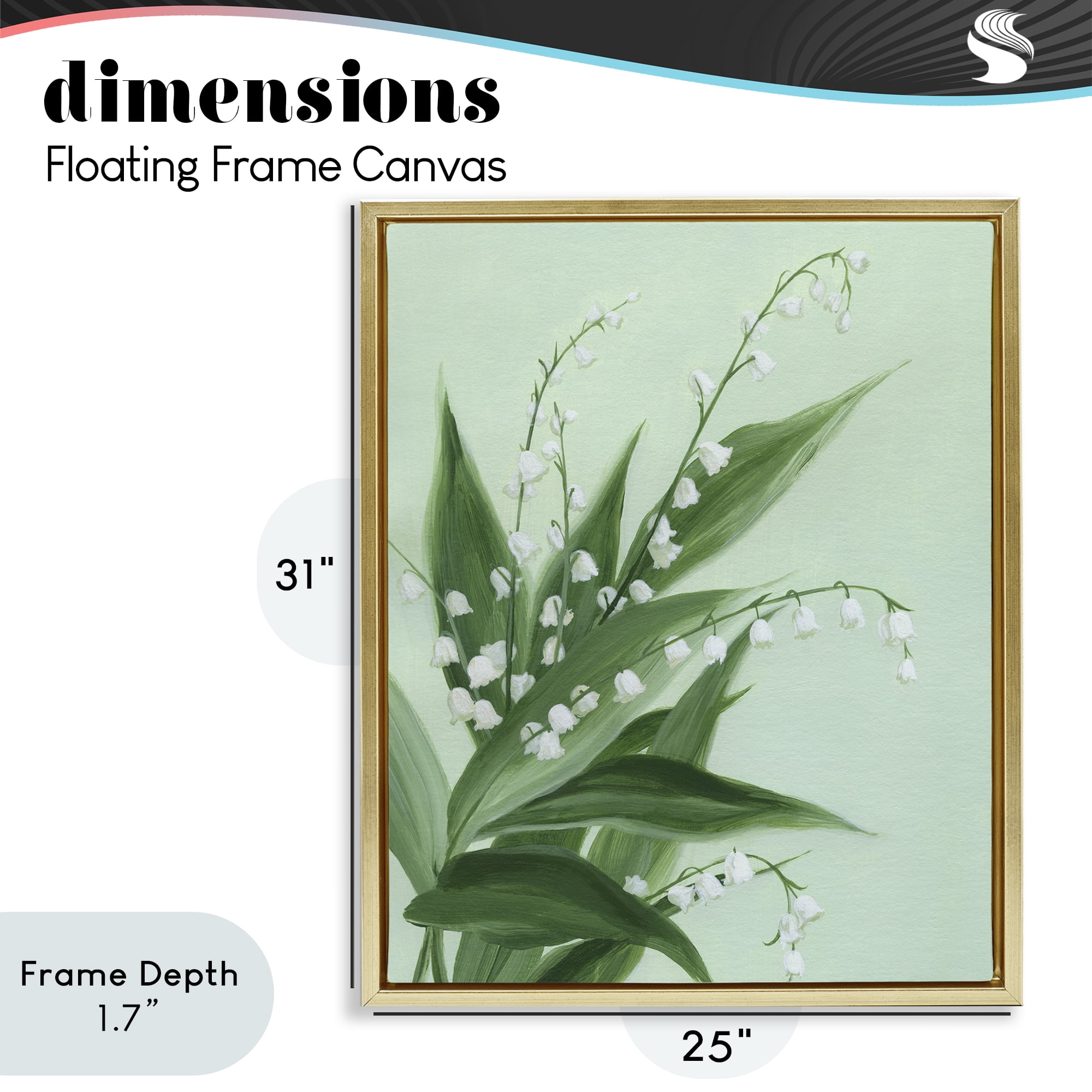 Stupell Industries Verdant Lily Of Valley Gold Framed Floater Canvas Wall Art, design by Grace Popp