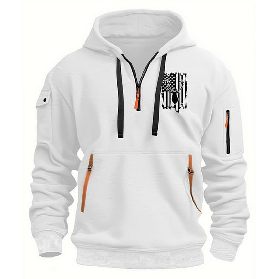 Mens Long Sleeve Hooded Jacket, Regular Fit, Solid Color, Windproof Fabric, Suitable for Summer Outdoor Adventures and Hiking