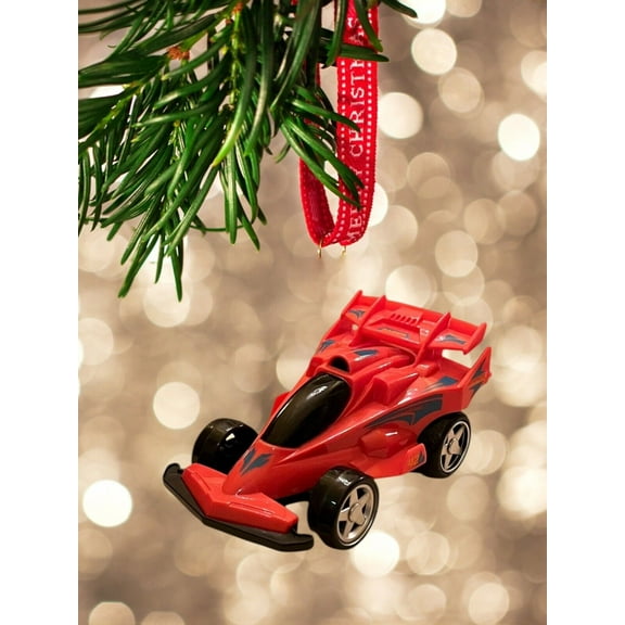 Ornament Junior Racers Red Jet Racer Push 'N Go Friction Powered Motor Stunt 3”