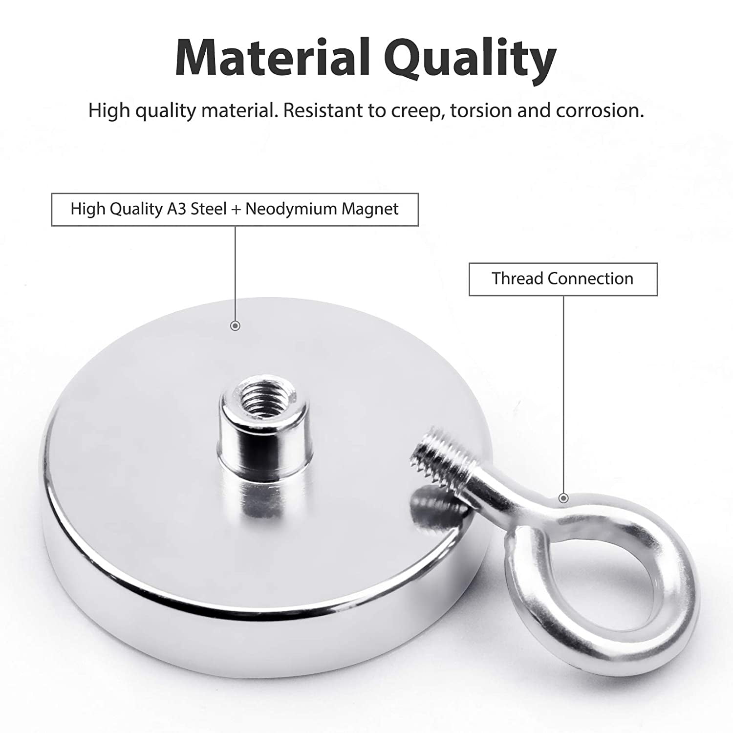 2*300kg D75mm Super Strong Double Side Neodymium Fishing Magnet