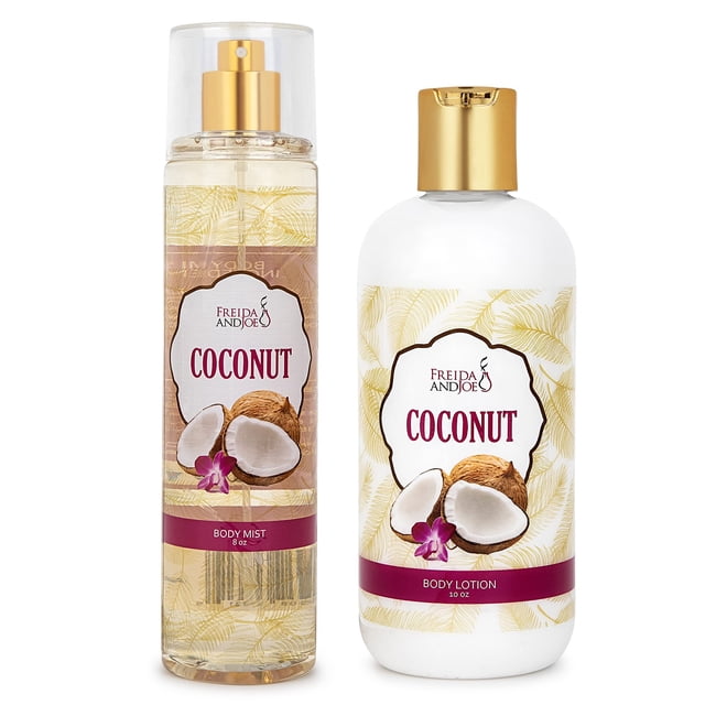 Home Spa Gift Loción corporal con fragancia de hidratación profunda de 10 oz y 8 oz. Juego de niebla corporal de fragancia fina, combo de cuidado personal de lujo para mujeres y niñas (coco)