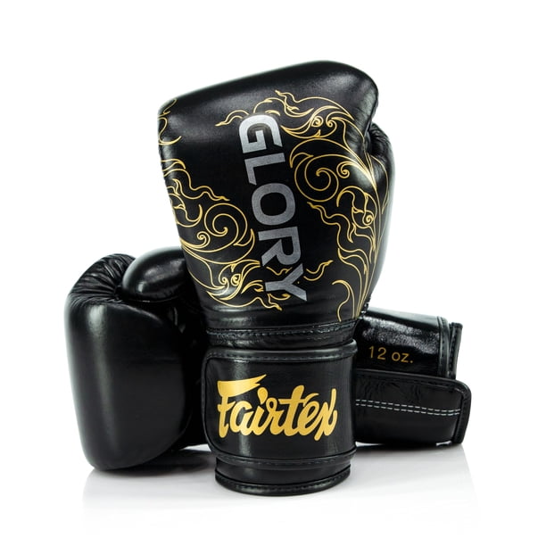 Fairtex Glory Kickboxing Gloves - Limited Edition (Black/Gold - BGVG3, 16 oz)