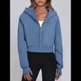 thumbnail image 4 of Sudaderas con Capucha y Cremallera para Mujer, Chaquetas, Sudaderas , Conjuntos de para Otoño, Camisetas Casuales y Cómodas Estilo Y2k, Ropa de Invierno. Azul Marino S, 4 of 9