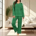 thumbnail image 4 of vdgthytj Pajamas for Women Sleepwear 2 Piece Pjs Plaid V Neck Long Sleeve Top Pants Set Nightwear Plus Size, 4 of 7