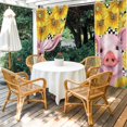 thumbnail image 4 of Outdoor Curtains for Patio Waterproof, Farmhouse Sunflowers Outdoor Privacy Panels Grommet, Country Watercolor Pig Black Plaid Blackout Outside Curtains for Porch/Cabana 54"x84", 1 Panel, 4 of 8