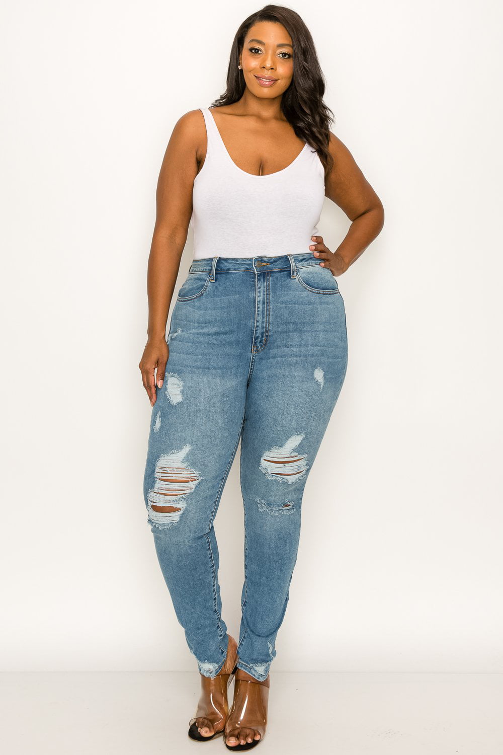 M.A.P Jeans Womens Plus Size Stretch Slim Fit Skinny Leg Mid Rise Jeans (1107P, 3XL) - Walmart.com