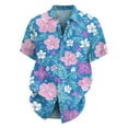 thumbnail image 3 of NAMTYQX Tshirts Shirts for Men Light Button Down Tropical Print Short Sleeve Plus Size Lapel Casual Baggy Soft Button Down Shirt Men Blue Size L, 3 of 5