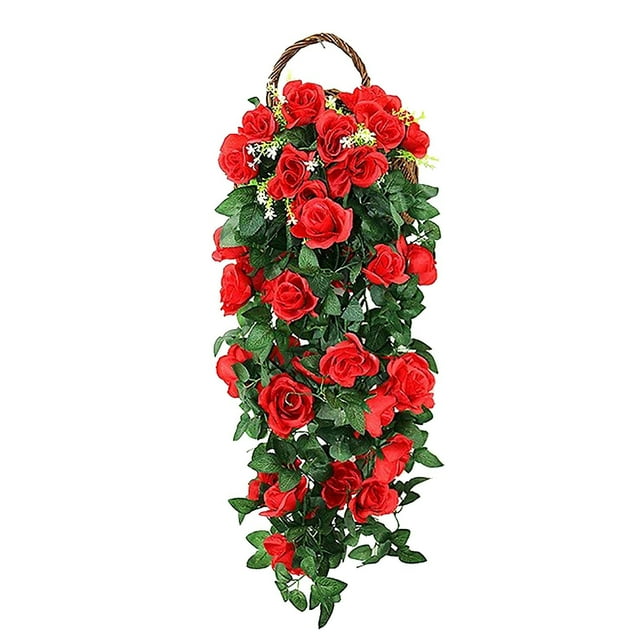 SDNall Simulated Rose Bouquets of Simulated Flower Wall Hanging Baskets of Decorative Landscaping of Artificial Flowers of Rattan of Home Decor Flowers