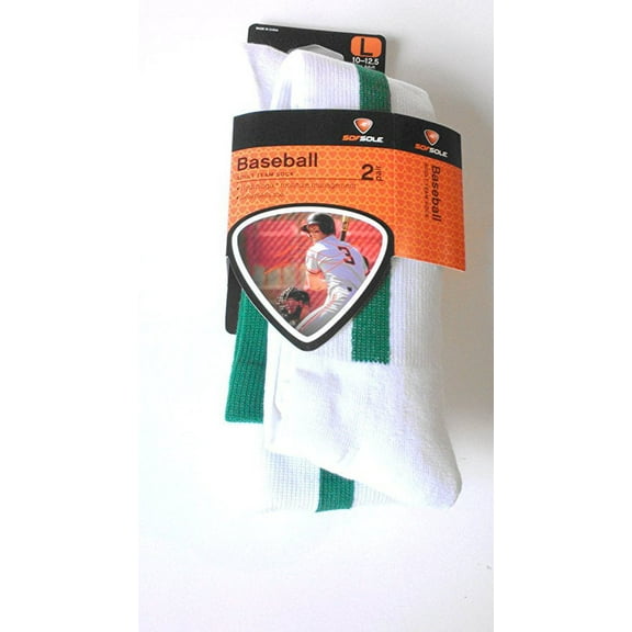 2 Pair Sof Sole Adult Baseball Kelly Green Stirrup Sock Large (Shoe Size 10-13)