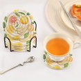 thumbnail image 3 of Yayeee 6 PCS Drink Coasters with Holder Set Woven Absorbent Round Tabletop Hot Pad, Candy Lemon, 3 of 7