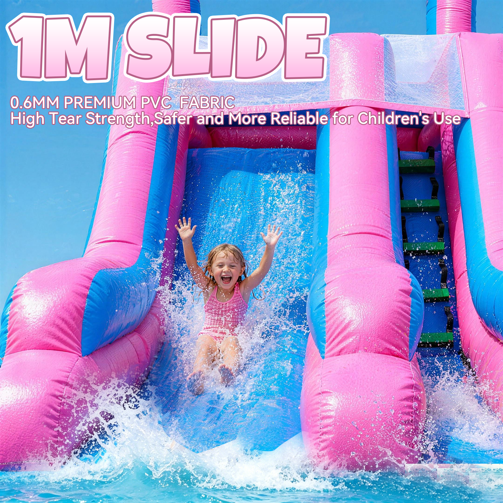 Vakiorn Inflatable Commercial Water Slide 26.2x17.4x9.8 ft 100% PVC with Pool and Air Blower Wet Dry Use Purple