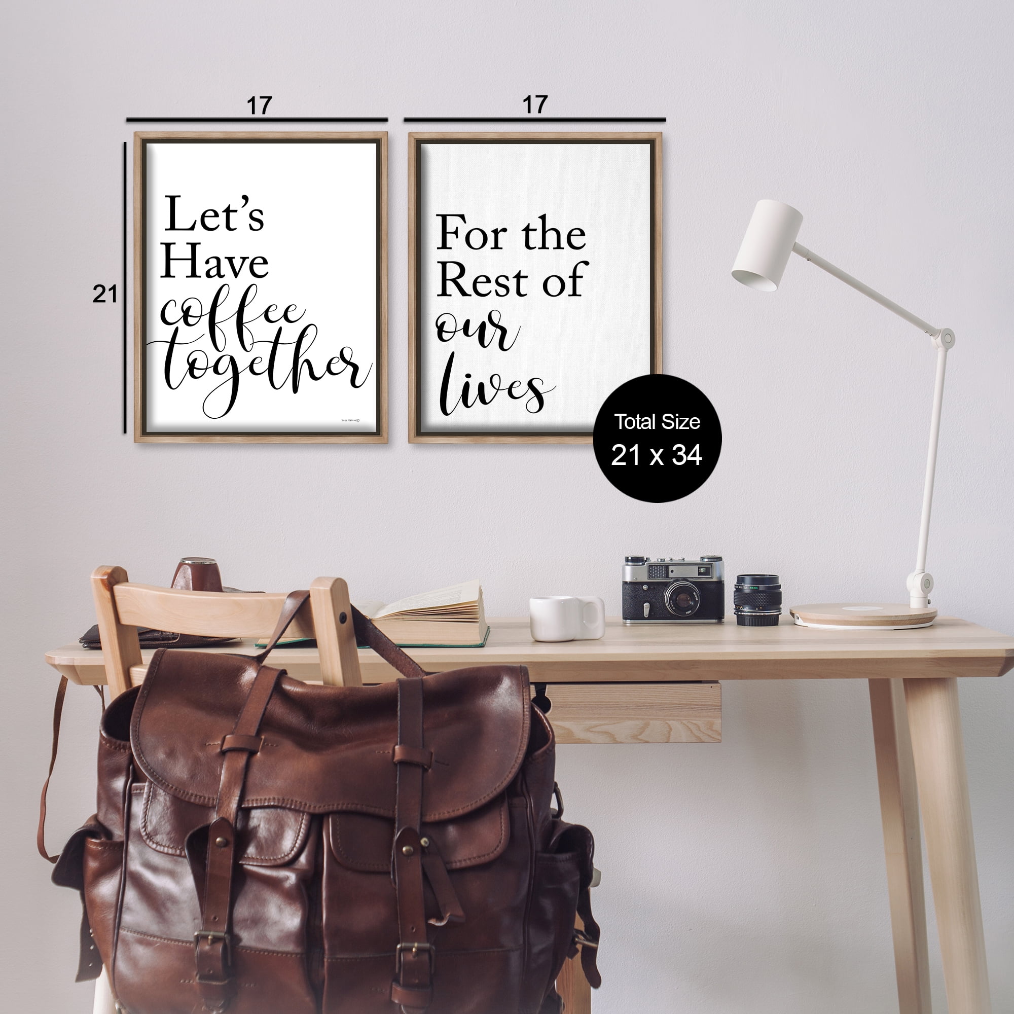 Stupell Industries Romantic Coffee Together Food & Beverage Painting Brown Floater Framed Canvas Art Print Wall Art, 17 x 21, Set of 2