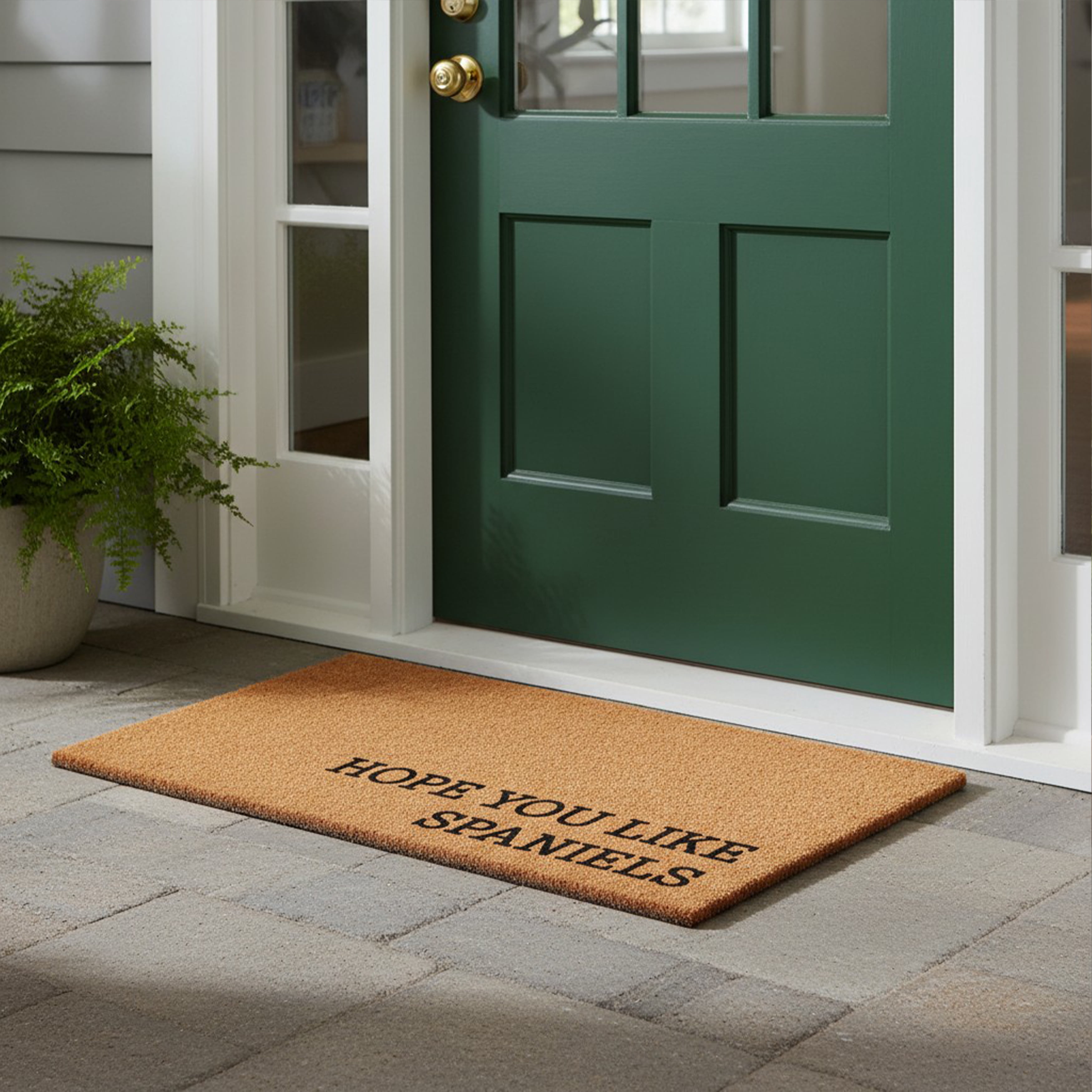 Hope You Like Spaniels Non Slip Vinyl Backing, Front Door Mat, Entryway Door Mat, 17"x29"