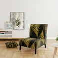 thumbnail image 3 of Designart "Golden Tropical Leaves Pattern" Upholstered Modern Accent Chair - Arm Chair, 3 of 5