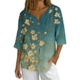 thumbnail image 3 of Womens Plus Tops Casual Fashion Printed Short Sleeve Button Shirt Loose T-shirt Blouse, 3 of 9