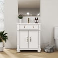 thumbnail image 7 of Fehomix 28 Inch Bathroom Vanity with Sink, Small Freestanding Vanity Cabinet with Roman Column Base & Storage, White Mid-Century Modern Farmhouse Ceramic Sink Vanity for Apartment Bathroom, 7 of 7