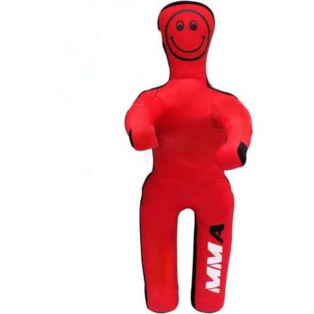 PrimeCook Shop Kids Jiu Jitsu Grappling Dummy Kick Throwing Boxing Practice Dummies for Youth (4 FT 48 in) UNFILLED, None, Red and Black