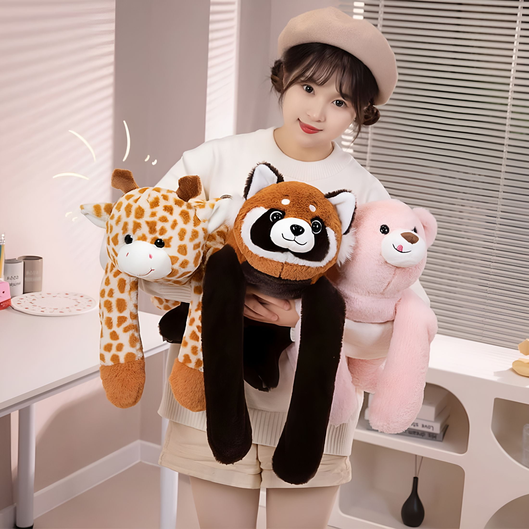 BESTSKY Long Arm Animal Weighted Stuffed Animal Soft Lazy Fluffy Plush Animal Plush Raccoon Koala Bear Giraffe Stuffed Plush Soft Pillow (Bear, 60Cm)