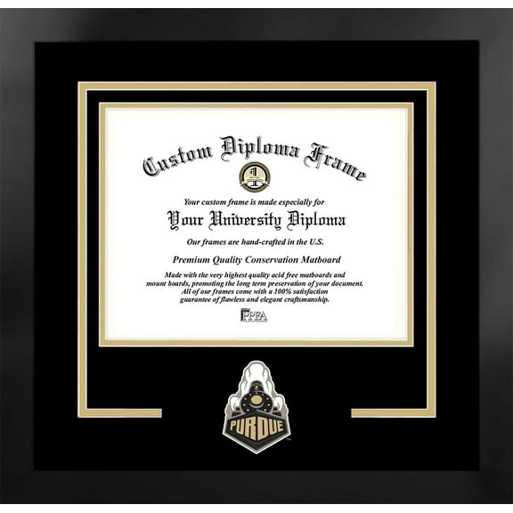Purdue University 11w x 8.5h Spirit Diploma Manhattan Black Frame with Bonus Campus Images Lithograph (value savings $59)