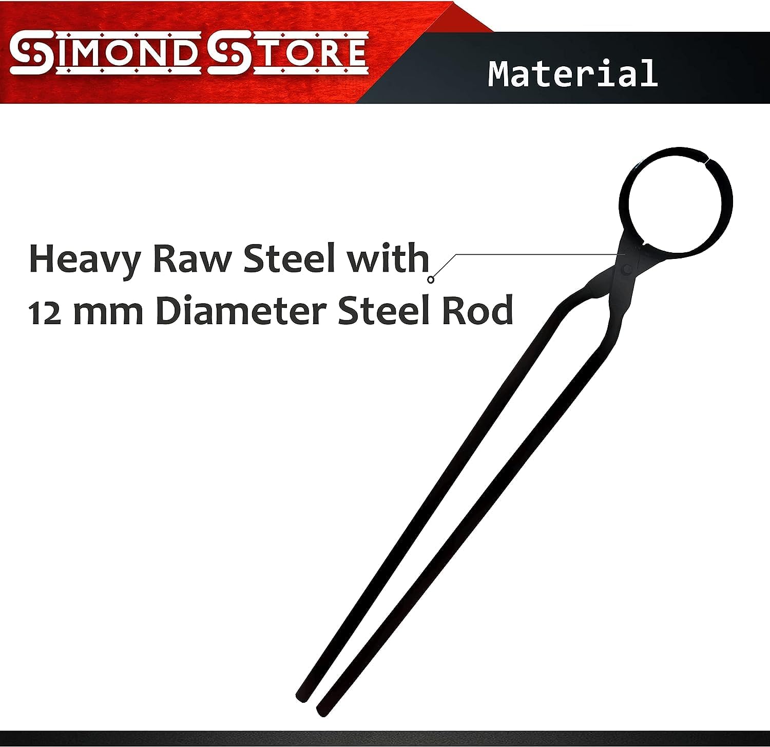 Simond Store 27" Blacksmith Tong Foundry Flask Metal Tongs for Clay Graphite and Graphite Crucibles, Heavy Duty Steel Tong 3.5" Diameter for Metal Melting Refining Casting Gold, Silver