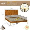 thumbnail image 2 of Acacia Haven Queen Size Bed Frame and Headboard Solid Wood Platform Bed, Queen Bed Frame 800 lbs Capacity, Scandinavian Signature Wood Bed Compatible with All Mattresses, Caramel, 2 of 8