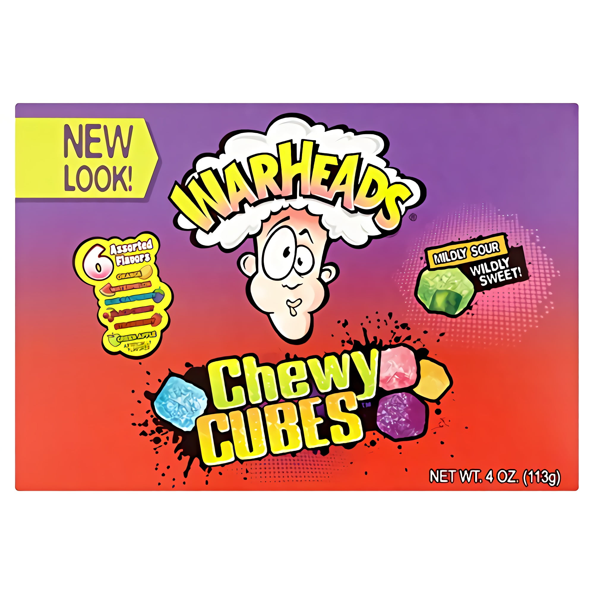 Warheads Sour Chewy Cubes Sour Gummy Candy, 4-OunceTheatre Size Boxes (Pack of 12)