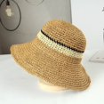 thumbnail image 6 of CoCopeanut Baru Fashion Sederhana Portabel Topi Pantai Musim Panas Wanita Kasual Panama Topi Wanita Merek Wanita Datar Brim Ikatan Simpul Jerami Topi Anak Perempuan topi Matahari, 6 of 6
