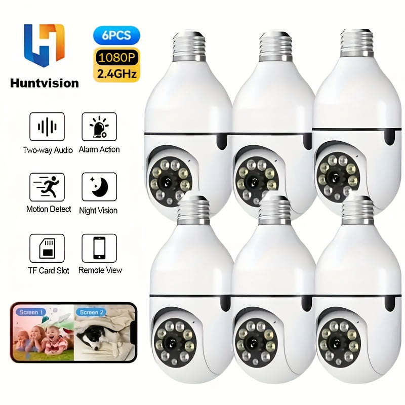 6 HD 1080P Security Cameras: 360° Pan Tilt, 2-Way Audio, Night Vision, TF Card & Cloud Storage, 2.4G WiFi Wired Home Surveillance Camera