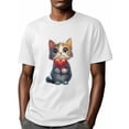 thumbnail image 6 of Cat Men's T Shirts Cat Holding Love T-Shirt for Men Crew Neck Tees Cotton Tops, White, 3XL, 6 of 7