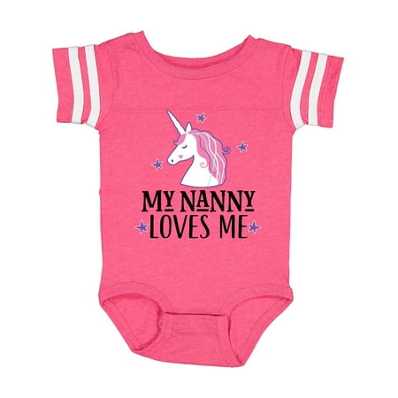 

Inktastic My Nanny Loves Me Unicorn Gift Baby Girl Bodysuit