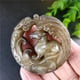 thumbnail image 2 of Antique jade artifacts, antique-style crafts, Xiuyan jade, ancient jade, double-sided carving, dragon and horse spirit pendant, jade pendant., 2 of 3