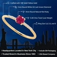 thumbnail image 2 of Gem Stone King 10K Yellow Gold Red Ruby and White Lab Grown Diamond Engagement Ring for Women (0.40 Cttw, Round 4MM, Gemstone July Birthstone, Size 5), 2 of 5