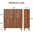 thumbnail image 5 of LEFHDA Modern Fluted Shoe Cabinet, 31.5" Slim Shoe Storage Cabinet with 2 Flip-Down Drawers, Narrow Freestanding Shoe Rack Organizer for Entryway, Hallway, Walnut, 5 of 10
