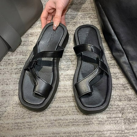 

TUOBARR Womens Flip Flop Slippers Women s Flat Shoes Ladies Beach Sandals Summer Non-Slip Causal Slippers Black