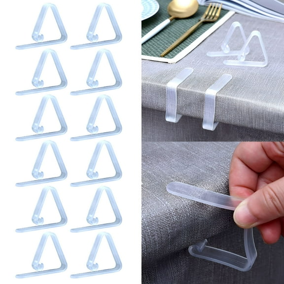 LAMIRO 12 Pack Tablecloth Clips-Clear Plastic Table Cloth Hold Clips-Outdoor Tablecloth Clips for Home Wedding Party Indoor Outdoor Events