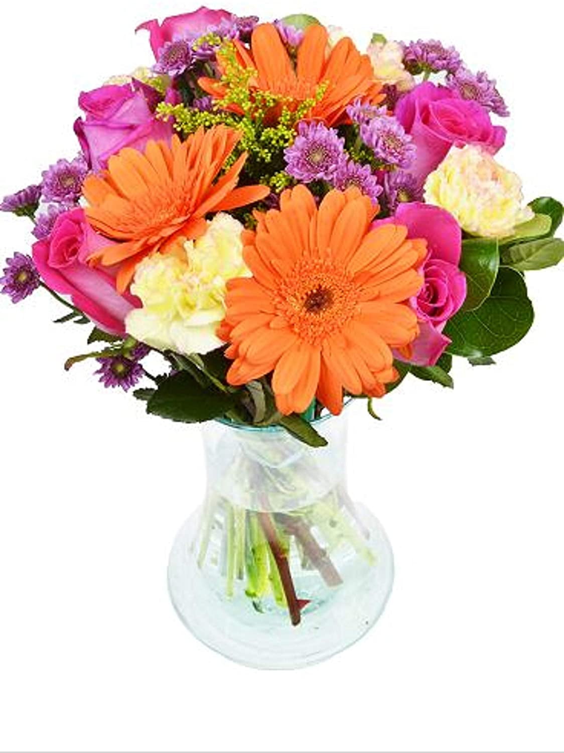 Arabella Fields of World Bouquet of Fresh Cut Flowers with a Free Glass Vase