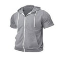 thumbnail image 6 of biudgviw Men's Short Sleeve Hoodies Drawstring Casual Zip Up Hooded Sweatshirt Sports Short Sleeve Loose Fit Tops with Pockets, 6 of 7