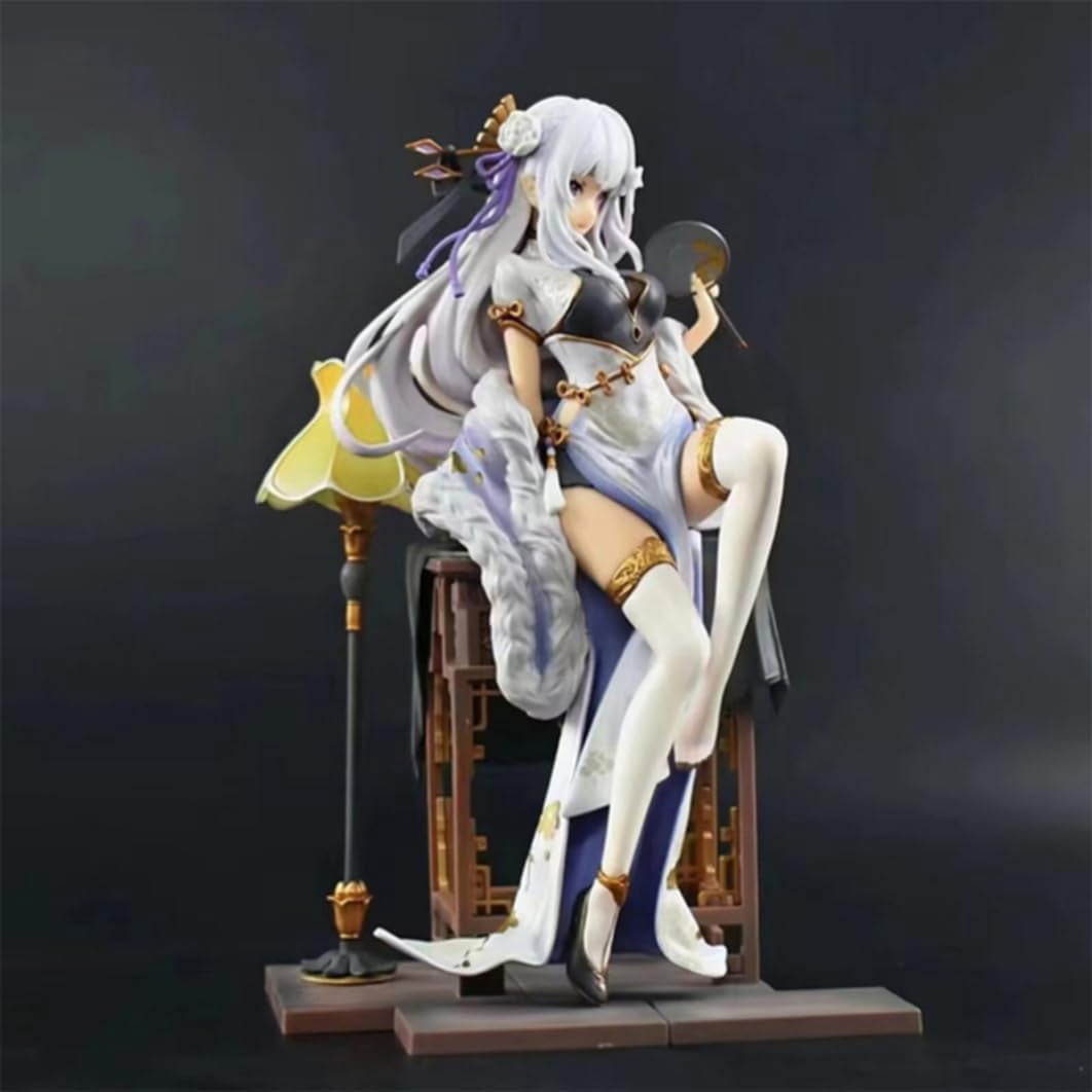 New Re Zero Starting Life in Another World Emilia (cheongsam Ver) Character Anime Model Statue Action Figures Desktop Ornament Popular Decorations Fan Souvenirs Creative Gift Collectable