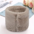 thumbnail image 1 of Winter Furry Plush Neck Warmer Solid Color Windproof Buttons Circle Loop Scarf Neckerchief winter gloves Beige, 1 of 4