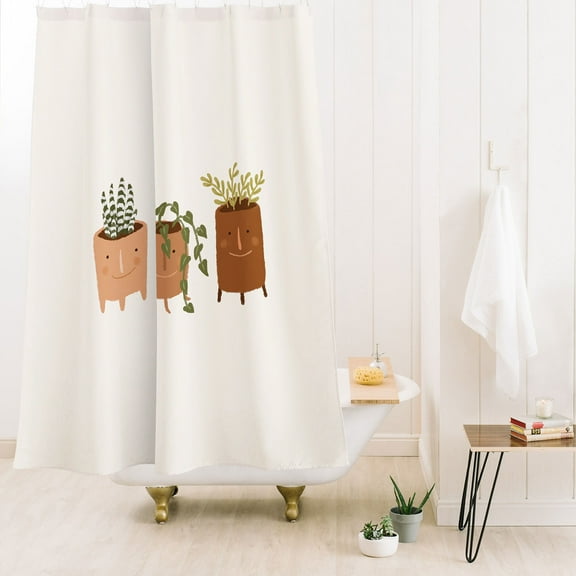 Society6 Lebrii Little Face Vases Shower Curtain 71" x 74"