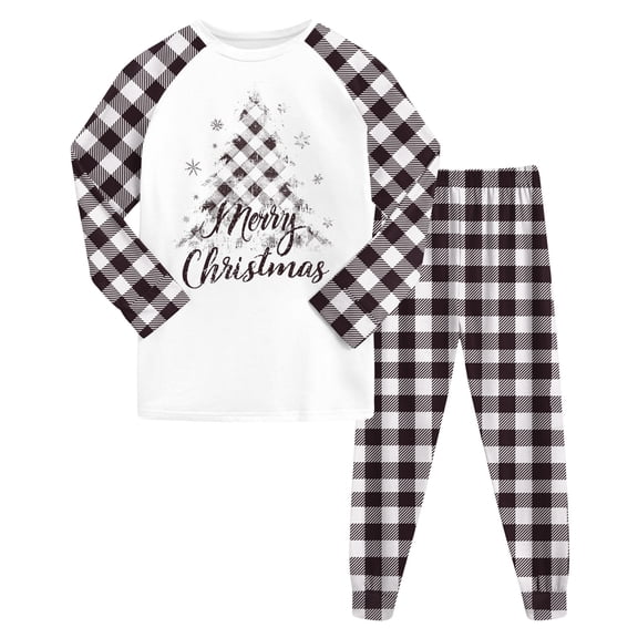 Cathalem Boys/Girls Christmas Pajamas Holiday Pjs Kids Santa Long Sleeve Sleepwear Grey 5-6 Years